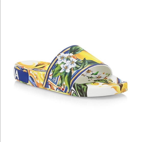 🩴rubber pool slides with signature lemon print and rubberized logo at the heel - Picture 10 of 14